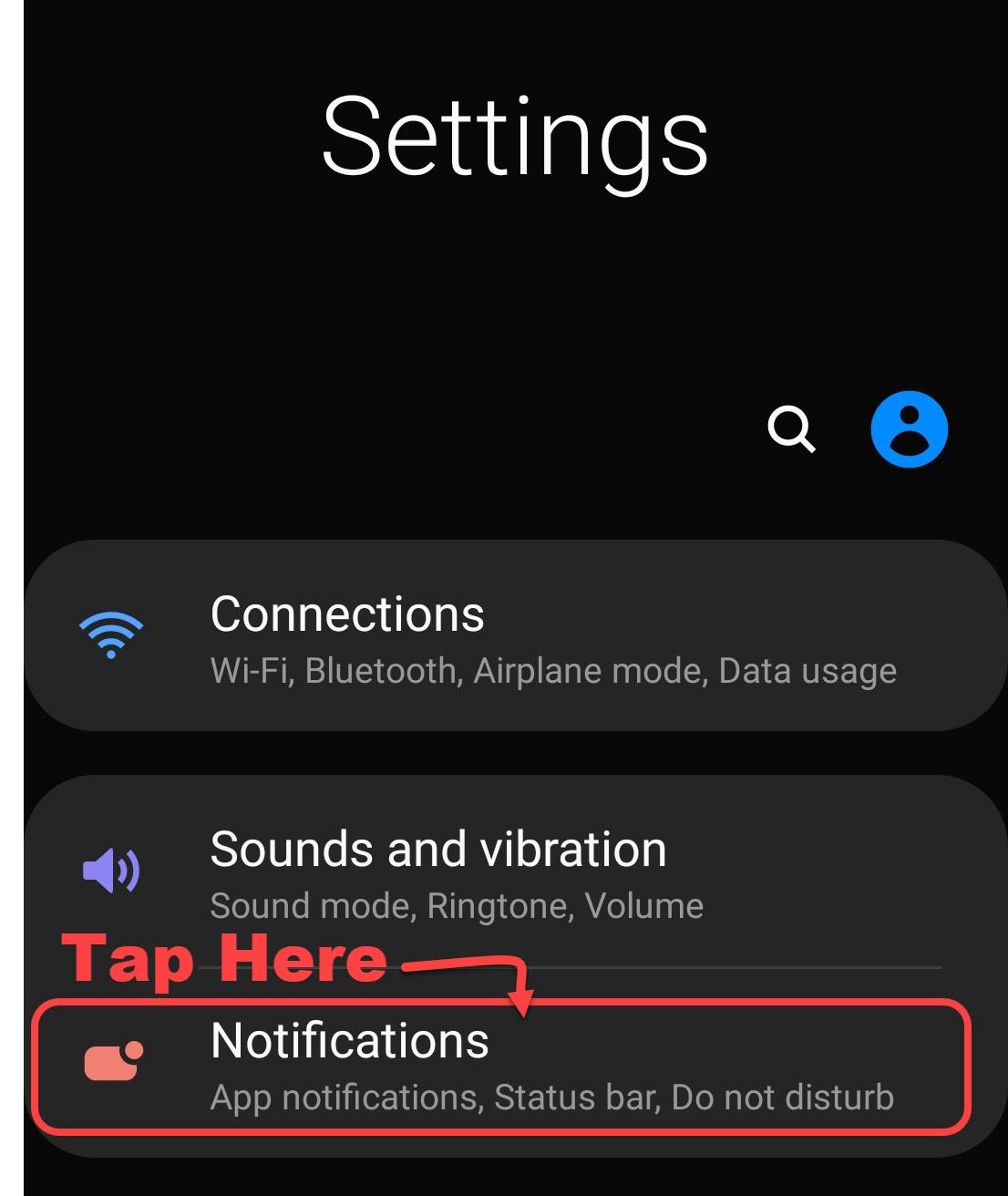 Notification Settings Menu