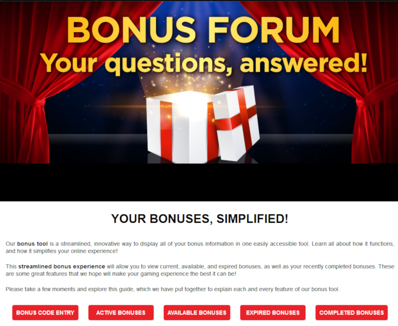 Our Bonus Forum page