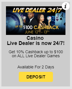 Example of a Cashback offer in the Available Bonuses section of your account, to be claimed