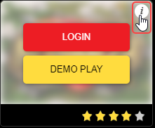 Hovering over any game icon on Golden Nugget Online reveals options for the game. Click the (ℹ️) info icon to reveal the game description pop-up.