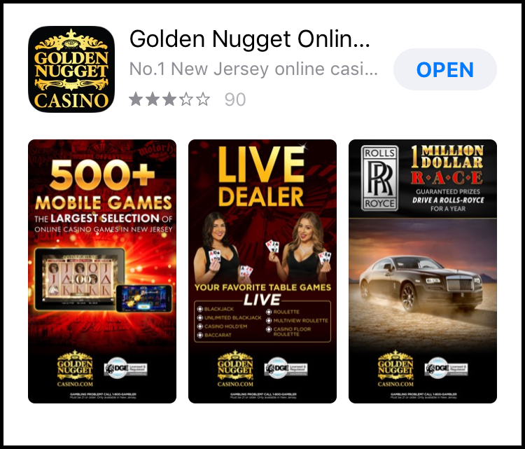 Find the Golden Nugget Online Casino app in the Apple App Store