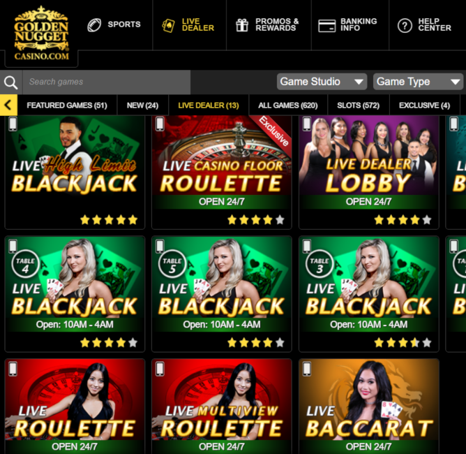 Navigate to the Live Dealer Lobby