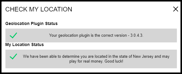 Geo-location success screen