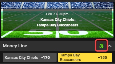 Place any bet on Sportsbook that features the Cash Out symbol.