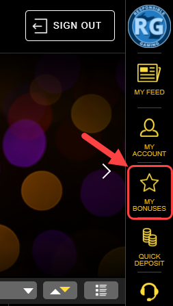 My Bonuses in Navigation Bar