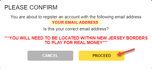 Email Confirmation Screen